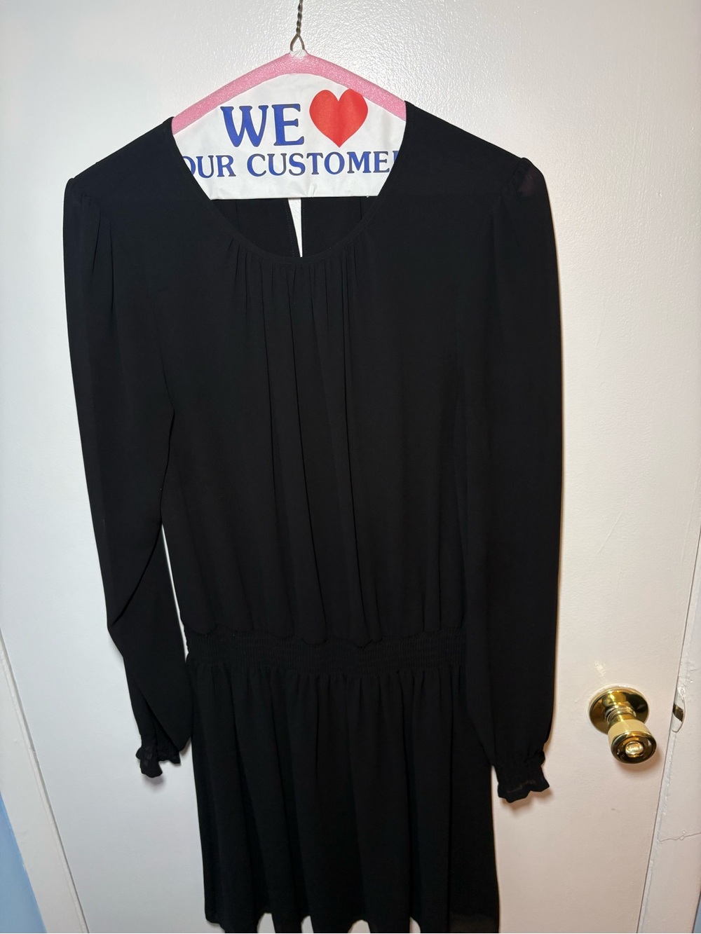 MICHAEL Michael Kors Black Long Sleeve Pleated Waist Dress